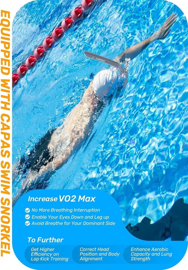 Capas Training Swim Snorkel for Lap Swimming, Swivel Headband Ultimate Fit Center-Mount Swimmers Snorkel with Liquid Silicone Mouthpiece Adjustable Strap, Designed for Adult Men Women - Image 3